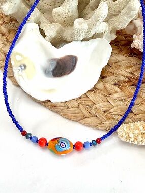 Colorful  Millefiori Glass Beaded Necklace